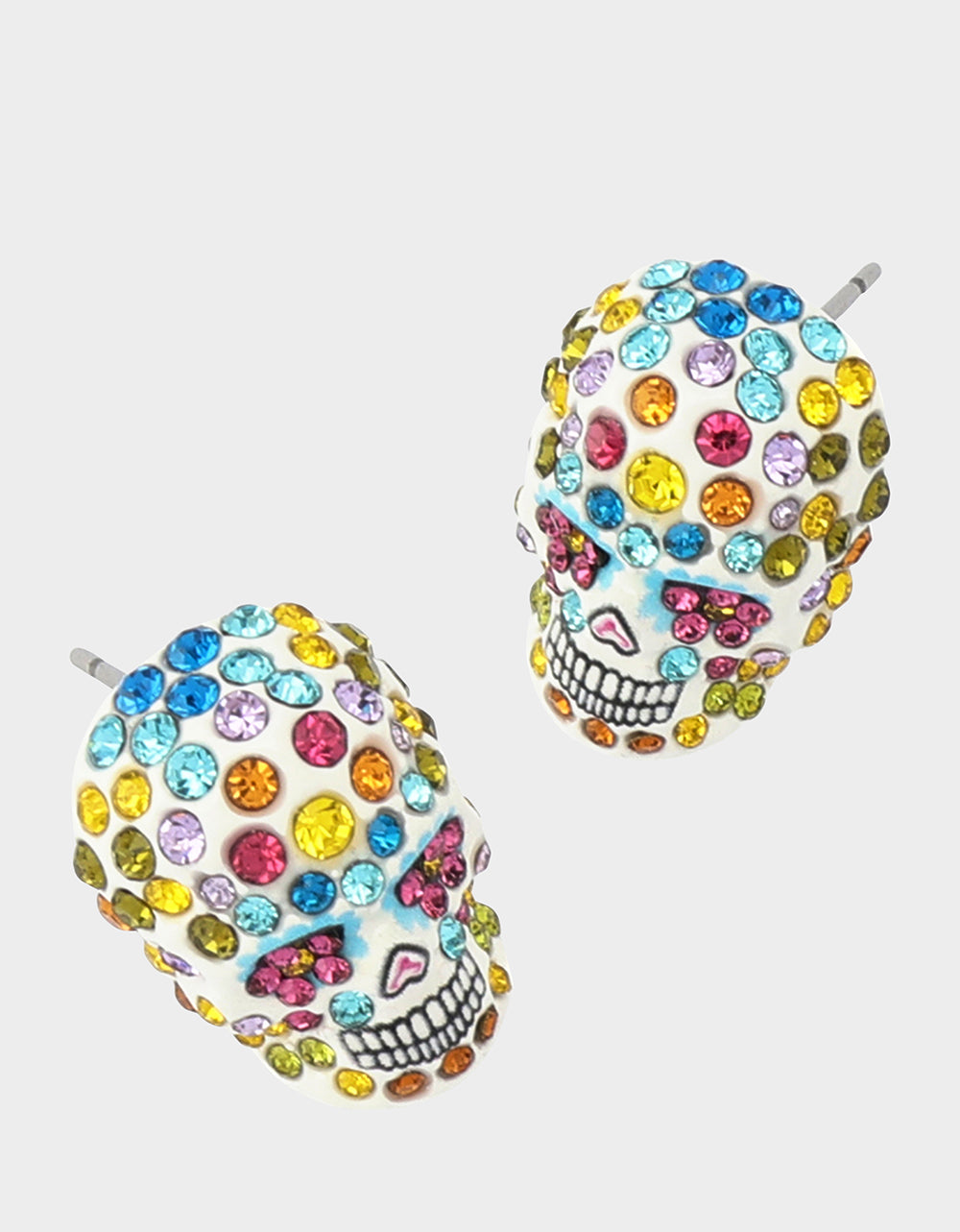 PAVE SKULL STUD EARRINGS MULTI - Image 2