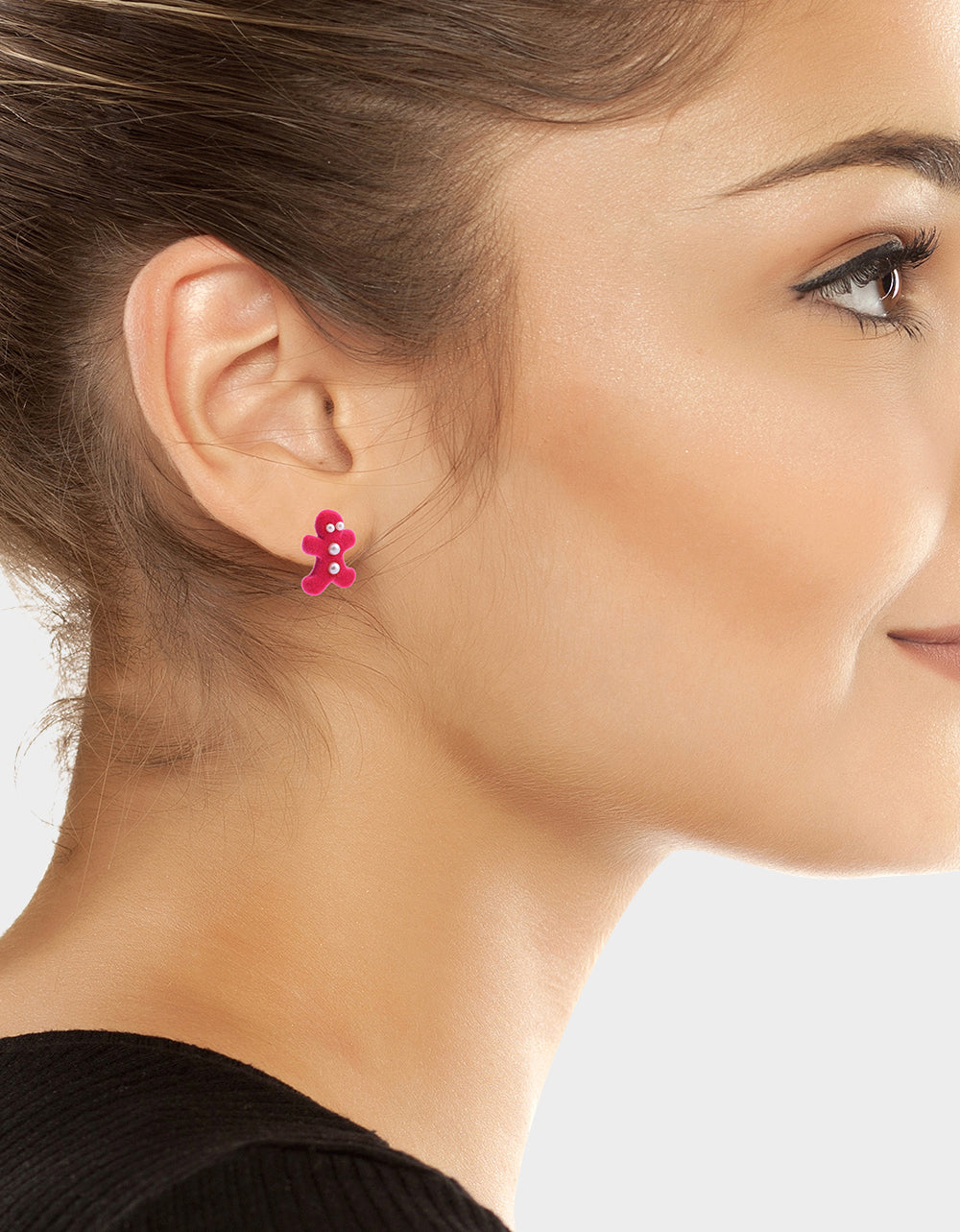 GINGERBREAD STUD EARRINGS PINK - Image 2