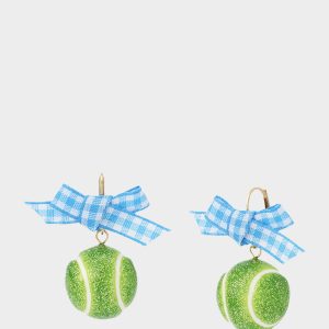 TENNIS BALL LEVER BACK EARRINGS GREEN