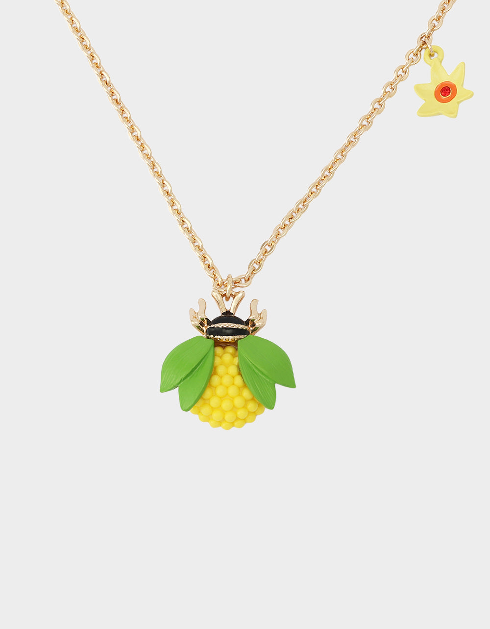 BEE FLOWER SHORT PENDANT NECKLACE YELLOW - Image 4