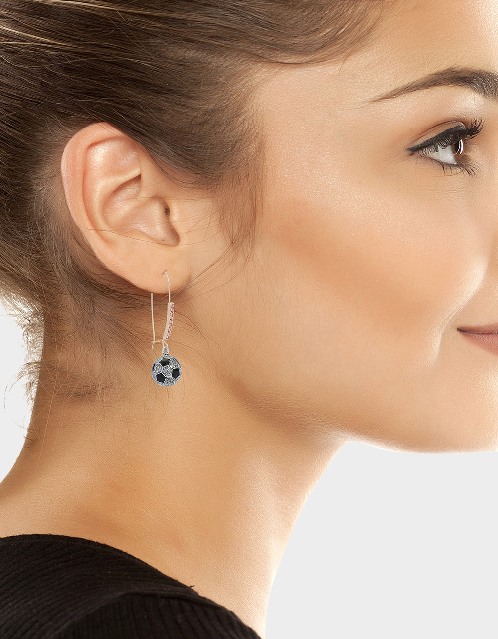 SOCCER BALL SHEPHERD HOOK EARRINGS PINK - Image 3