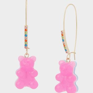 GUMMY BEAR SHEPHERD HOOK EARRINGS PINK