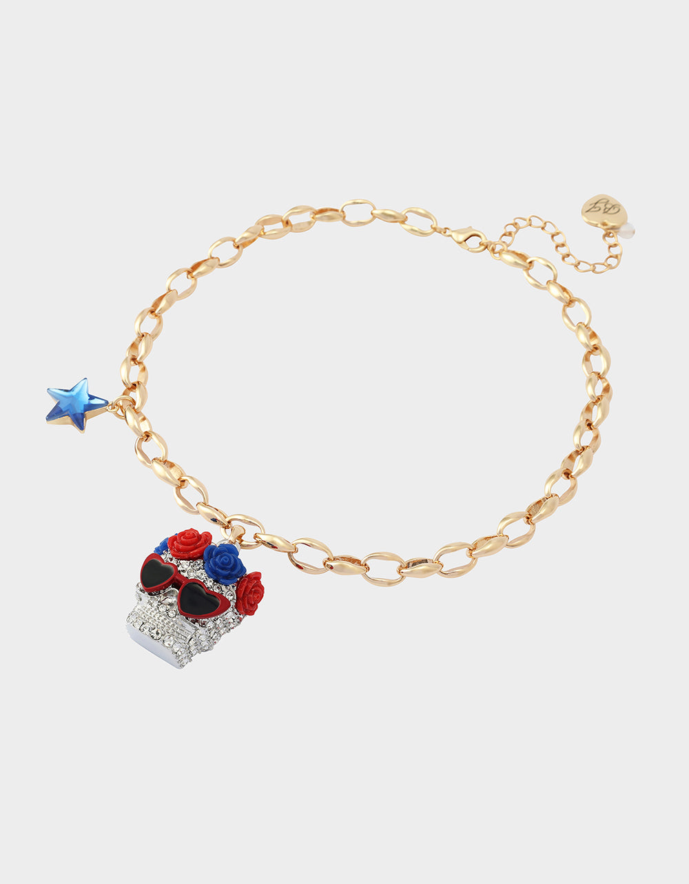 AMERICANA SKULL PENDANT NECKLACE RED - Image 3