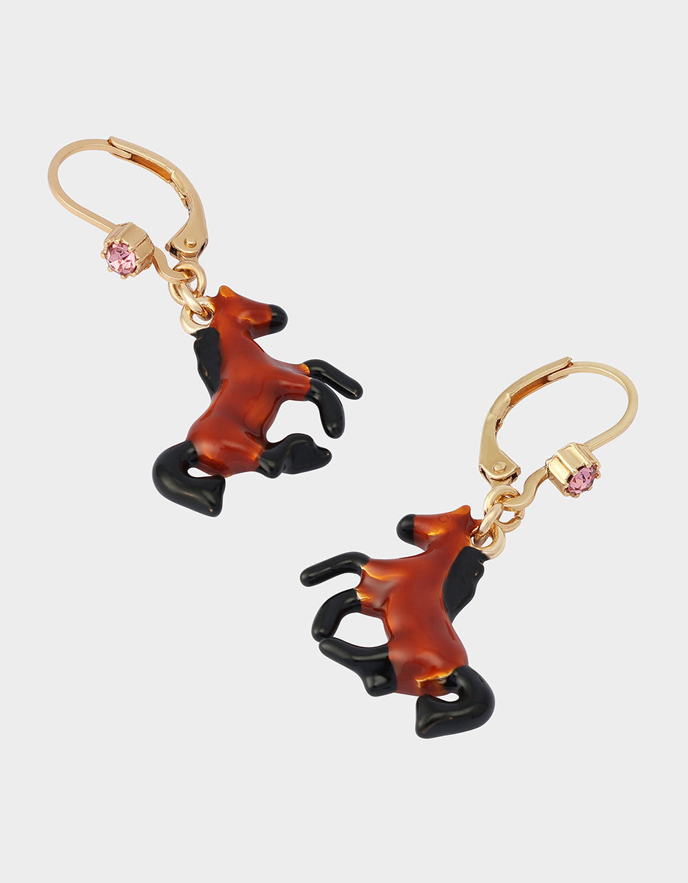 HORSE LEVER BACK EARRING BROWN - Image 2