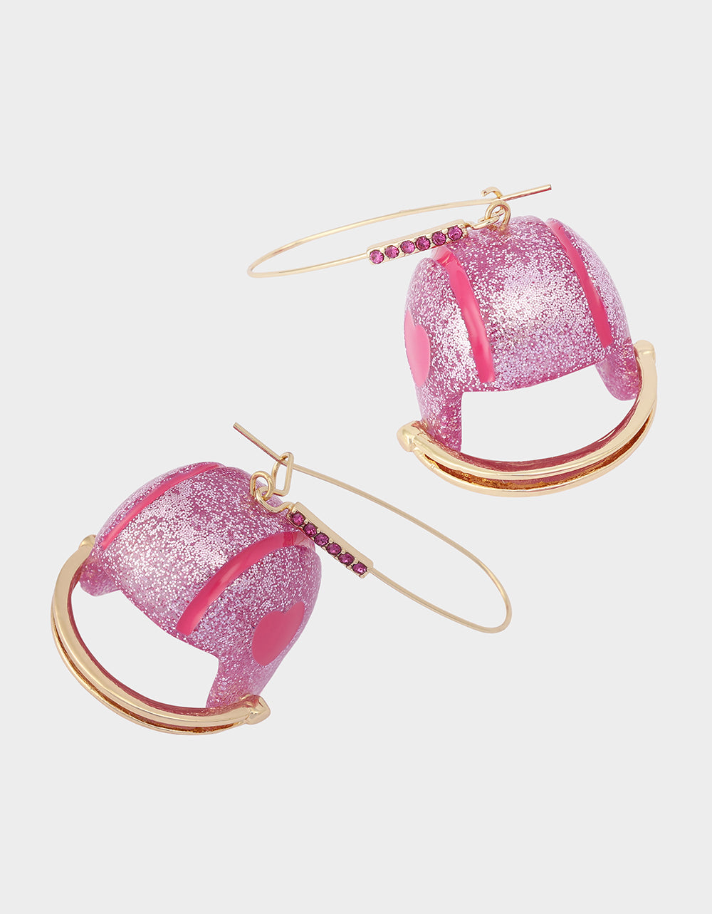 LARGE FOOTBALL HELMET SHEPHERD HOOK EARRING PINK - Image 2