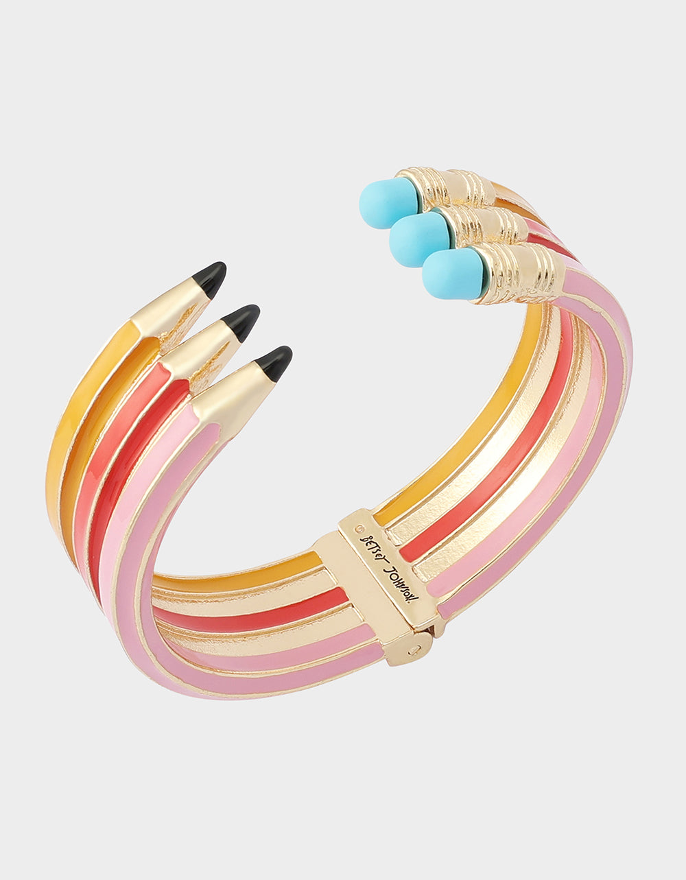 TRIPLE PENCIL HINGE BANGLE BRACELET PINK - Image 2