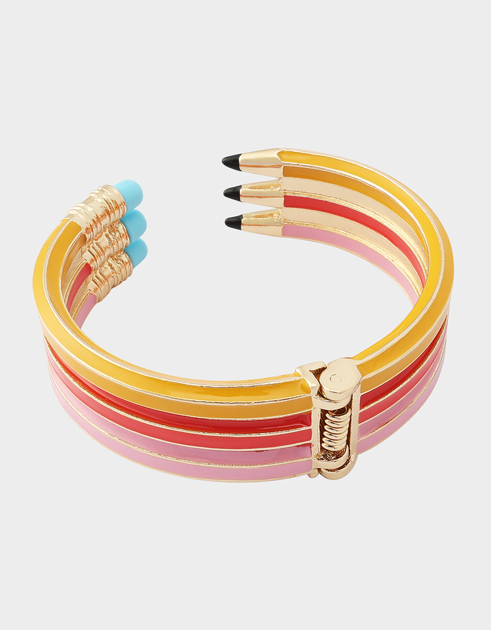 TRIPLE PENCIL HINGE BANGLE BRACELET PINK - Image 3
