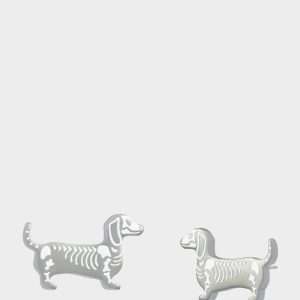 SKELETON DACHSHUND STUD EARRING SILVER