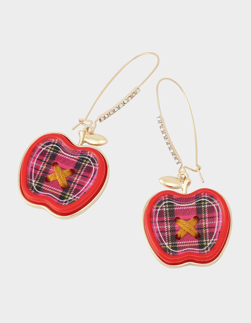 PLAID APPLE SHEPHERD HOOK EARRING RED - Image 2
