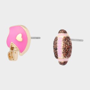 MISMATCH FOOTBALL STUD EARRING PINK