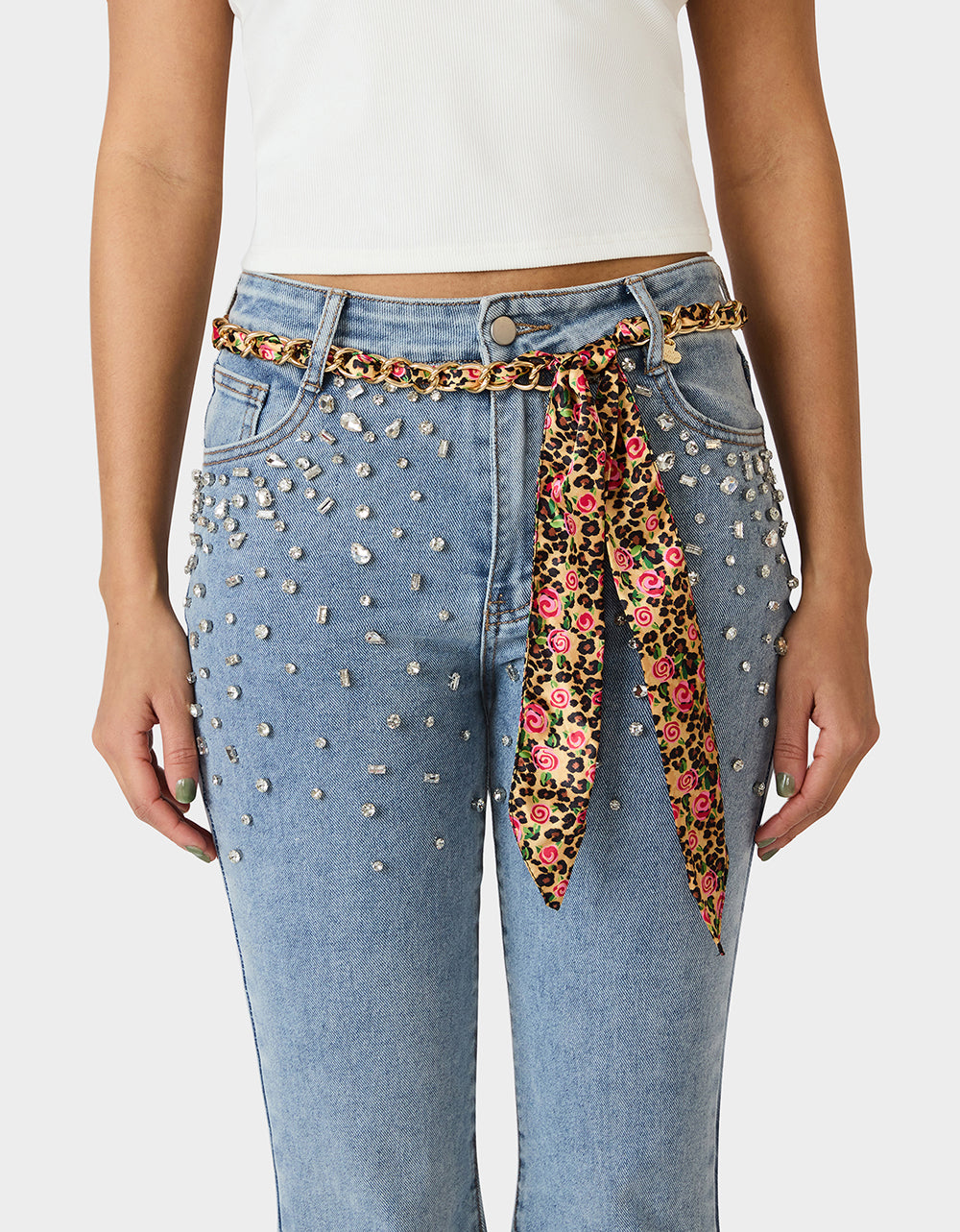 SCARF AND CHAIN TIE BELT LEOPARD MULTI - Image 3