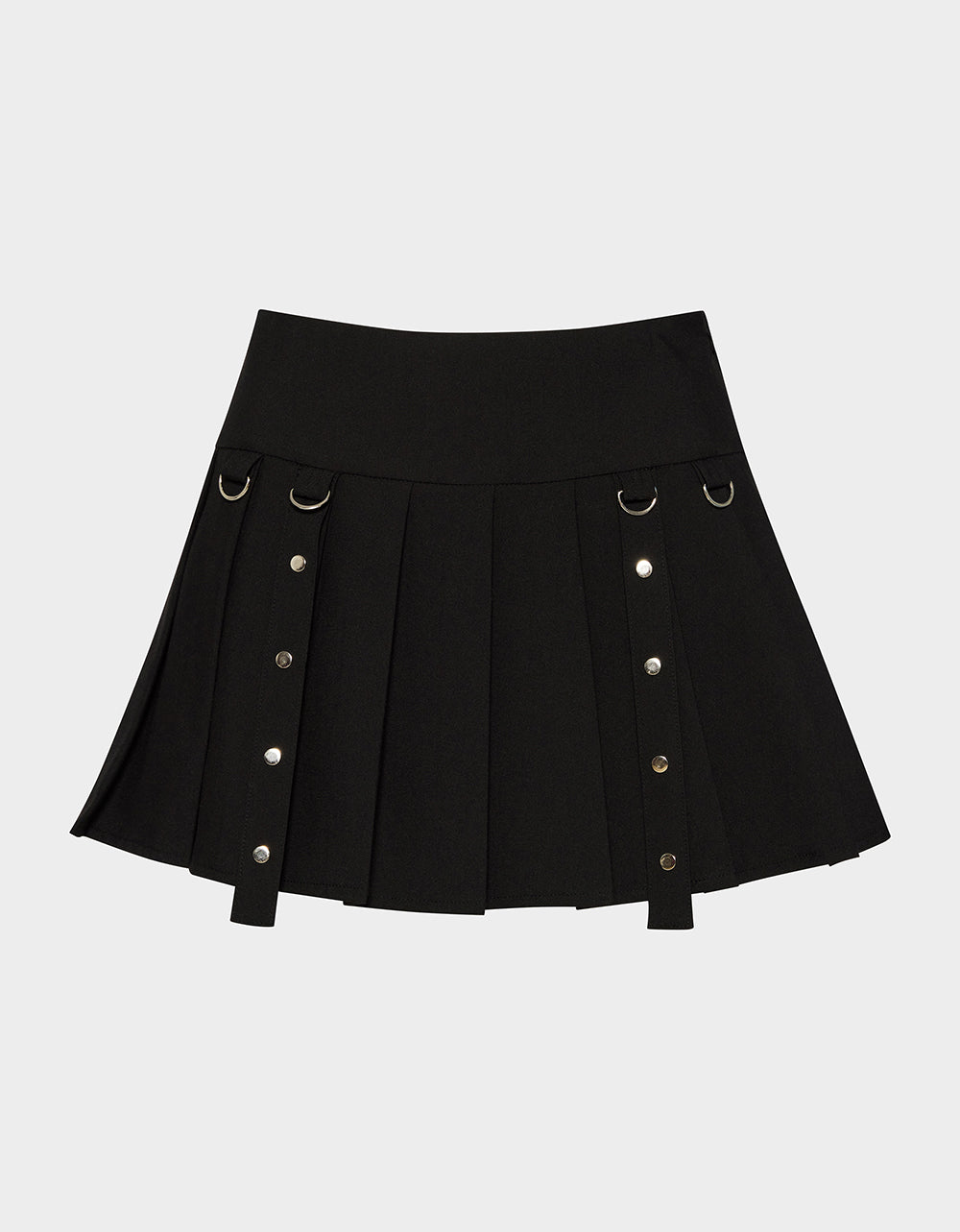 REBEL RIVET PLEATED SKIRT BLACK - Image 2