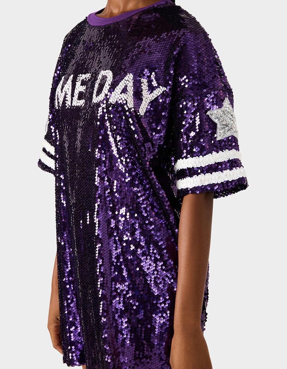 GAME DAY JERSEY SEQUIN DRESS PURPLE - Image 5