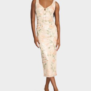 APRICOT HAZE DRESS BLURRY FLORAL