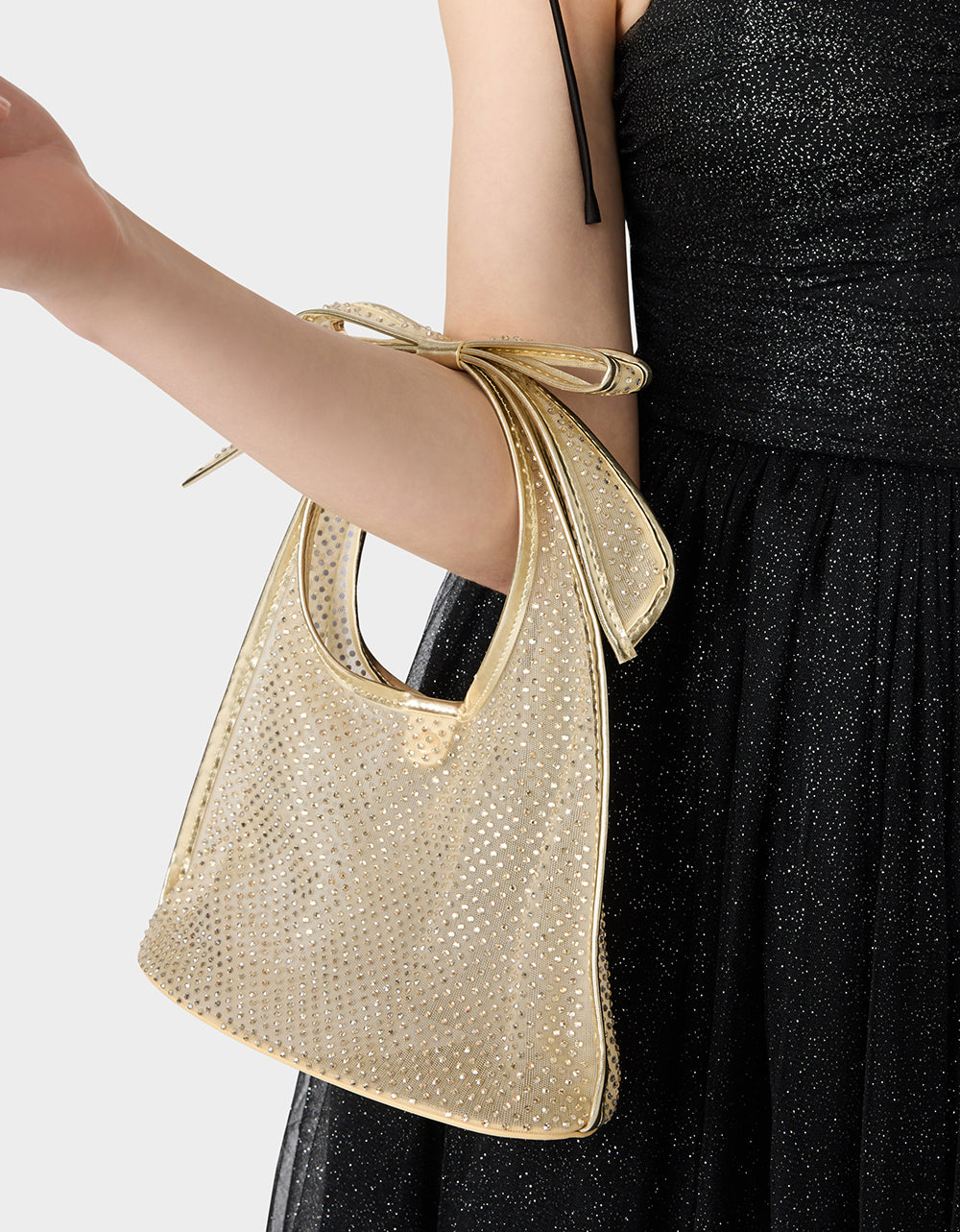 BOW MINI MESH TOTE GOLD - Image 2