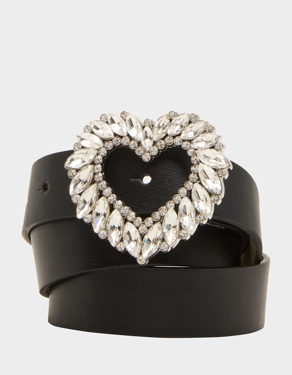 RHINESTONE HEART BUCKLE BELT 30MM BLACK - Image 2