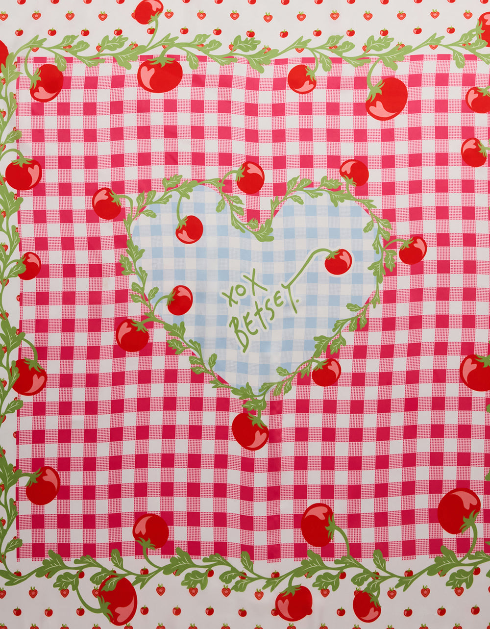 TOMATO GINGHAM SQUARE SCARF 35 x 35 RED BLUE - Image 4
